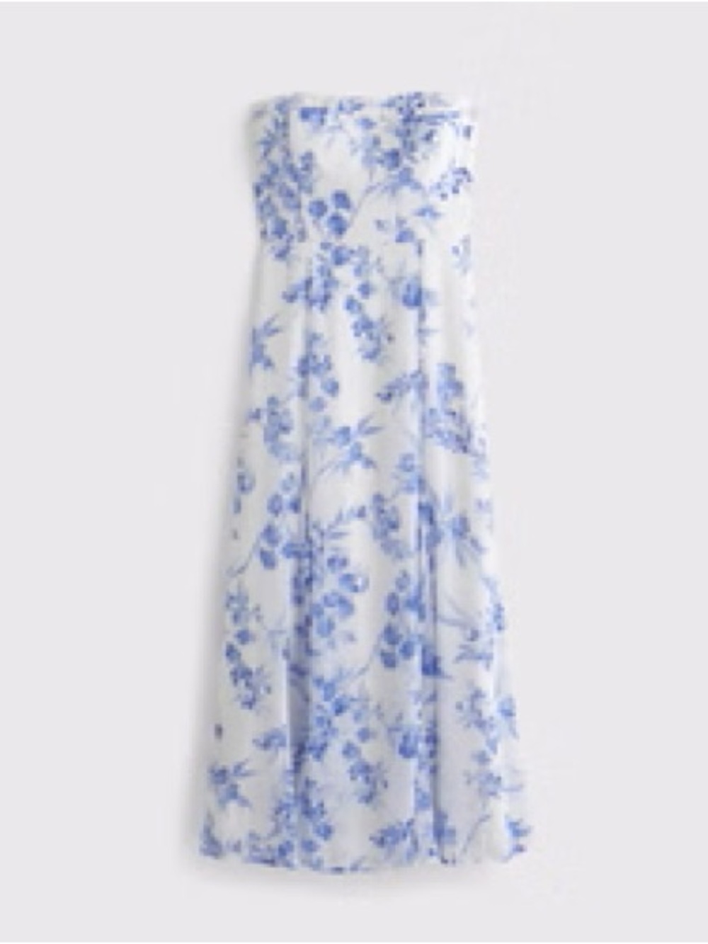 Abercrombie & Fitch White Strapless Maxi Dress with Blue Floral Print